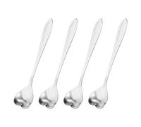 uxcell 4Pcs Stainless Steel Flower Spoons 5 Inch Heart Shape Coffee Spoon Small Teaspoon Dessert Spoon for Espresso Sugar Cake, Silver
