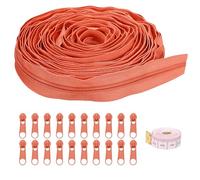 uxcell #5 10 Yards Nylon Coil Zippers, Bulk Coil Zipper by The Yards with 20 Pcs Zippers Sliders and Ruler for DIY Tailor Sewing Craft Bag Clothes, Orange