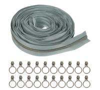 uxcell #5 10 Yards Nylon Coil Zippers, Bulk Coil Zipper by the Yards with 20pcs Brass Zippers Sliders for DIY Tailor Sewing Craft Bag Clothes, Gray