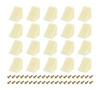 uxcell 50Pcs 90 Degree Plastic Corner Braces with Cover Cap, 17.2x21x21mm Nylon Shelf Right Angle Brackets with Screws for Cabinets, Cupboards (Beige Yellow)