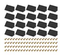 uxcell 50Pcs 90 Degree Plastic Corner Braces with Cover Cap, 41x19x19mm Nylon Shelf Right Angle Brackets with Screws for Cabinets, Cupboards (Black)