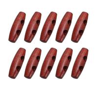 uxcell 50Pcs Wood Toggle Buttons 30mm 2 Holes Olive Shape Sewing Horn Toggle Buttons for DIY Coat Clothes Accessories, Red Brown
