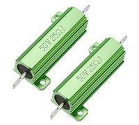 Uxcell 50W 25 Ohm 5% Aluminum Housing Resistor, Screw Tap Chassis Mounted, Green, 2 pcs