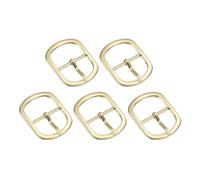 Uxcell 5Pcs 0.98" Metal Roller Buckle, Single Prong Belt Buckle Oval Center Bar Buckles for Leather Craft Accessories, Light Gold
