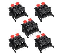 uxcell 5Pcs 2 Row 4 Way Spring Speaker Terminal Clip Push Release Connector Cable Terminals Strip Block WP4-15, Red Black