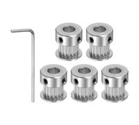 uxcell 5pcs 2GT Timing Pulley 16 Teeth 6mm Bore 13mm Dia. Aluminum Timing Belt Pulley with 2mm Hex Key Wrench for 6mm Width Belt 3D Printer CNC Machine Accessories, Silver Tone