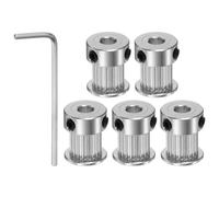 uxcell 5pcs 2GT Timing Pulley 20 Teeth 5mm Bore 16mm Dia. Aluminum Timing Belt Pulley with 2mm Hex Key Wrench for 10mm Width Belt 3D Printer CNC Machine Accessories, Silver Tone