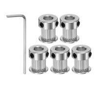 uxcell 5pcs 2GT Timing Pulley 20 Teeth 8mm Bore 16mm Dia. Aluminum Timing Belt Pulley with 2mm Hex Key Wrench for 10mm Width Belt 3D Printer CNC Machine Accessories, Silver Tone