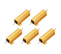 uxcell 5pcs 50W 1.2 Ohm 5% Aluminum Housing Case Resistor, Wirewound Resistors Screw Tap Chassis Mounted, Gold