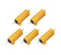 uxcell 5pcs 50W 1.5 Ohm 5% Aluminum Housing Case Resistor, Wirewound Resistors Screw Tap Chassis Mounted, Gold