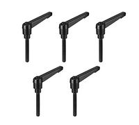uxcell 5pcs Adjustable Clamping Lever Handle M6 x 32mm Metric Black Oxide Carbon Steel Male Threaded Stud Hand Knobs Ratchet Rotating Screw Handles Bolts with Locking Lever Black