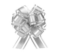 Uxcell 6pcs 4 Inch Large Big Pull Bow Metallic Organza Gift Wrapping Bows Ribbon for Wedding Car Baskets Presents Christmas Bow, Silver