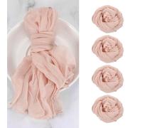 Uxcell 6pcs Cheesecloth Napkins - 20x20 Inch Pink Rustic Dinner Table Napkins for Wedding Party Table Decor & Bridal Shower