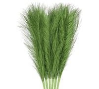 Uxcell 6Pcs Pampas Faux Grass Small 45cm/17.7" Fake Fluffy Pampas Artificial Grass 7 Branches Artificial Vase Filler for Home Office Vase Wedding Decoration Green