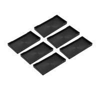 uxcell 6Pcs Serving Tray Small Black Mini Tray 4" x 8" Plastic Rectangular Wooden Serving Trays Decorative Ottoman Platter for Breakfast Kitchen Bathroom