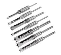 uxcell 7pcs Square Hole Drill Bit for Wood 1/2", 1/4", 3/8", 5/8", 5/16", 9/16", 3/4" Hollow Chisel Mortiser Auger Spur Cutter Tool for Woodworking Carpentry