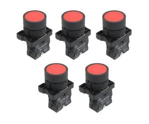 uxcell A12082000ux0371 1 NC N/C Red Sign Momentary Push Button Switch, 600V, 10 Amp, ZB2-EA42, 5pcs 22 mm