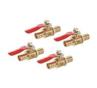 uxcell Ball Valve Shut-Off Valve, 10mm Hose Barb to 10mm Hose Barb, Hose Pipe Tube Fittings, 180 Degree Operation Handle, Brass Valve, Pack of 4