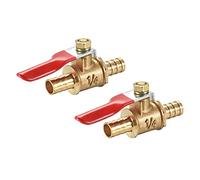 uxcell Ball Valve Shut-Off Valve, 8mm Hose Barb to 8mm Hose Barb, Hose Pipe Tube Fittings, 180 Degree Operation Handle, Brass Valve, Pack of 2