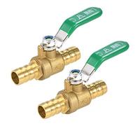 uxcell Brass Air Ball Valve Shut Off Switch 12mm Hose Barb to 12mm Hose Barb Brass Tone 2Pcs