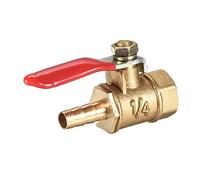 uxcell Brass Air Ball Valve Shut-off Switch G1/4 Female to 1/4" Hose Barb Pipe Tubing Fitting Coupler 180 Degree Operation Handle