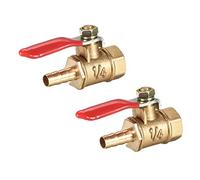 uxcell Brass Air Ball Valve Shut-Off Switch G1/4 Female to 1/4" Hose Barb Pipe Tubing Fitting Coupler 180 Degree Operation Handle 2Pcs