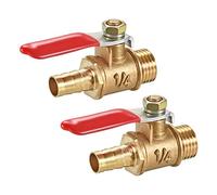 uxcell Brass Air Ball Valve Shut-Off Switch G1/4 Male to 5/16" Hose Barb Pipe Tubing Fitting Coupler 180 Degree Operation Handle 2Pcs