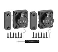 uxcell Cabinet Door Latch 2.05 x 1.65 Inch Zinc Alloy Keyless Combination Lock for Kitchen Cabinet Office Drawer Wooden Furniture Black 2Pcs
