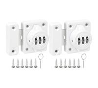 uxcell Cabinet Door Latch 2.05 x 1.65 Inch Zinc Alloy Keyless Combination Lock for Kitchen Cabinet Office Drawer Wooden Furniture White 2Pcs