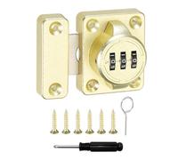 uxcell Cabinet Door Latch 2.05 x 1.65 Inch Zinc Alloy Keyless Combination Lock for Kitchen Cabinet Office Drawer Wooden Furniture Gold 1Pcs