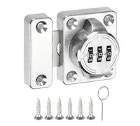 uxcell Cabinet Door Latch 2.05 x 1.65 Inch Zinc Alloy Keyless Combination Lock for Kitchen Cabinet Office Drawer Wooden Furniture Silver 1Pcs