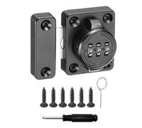 uxcell Cabinet Door Latch 2.05 x 1.65 Inch Zinc Alloy Keyless Combination Lock for Kitchen Cabinet Office Drawer Wooden Furniture Black 1Pcs
