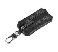 uxcell Car Key Case Genuine Leather Car Key Chain and Keyring Key Fob Black