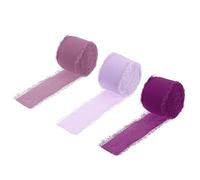 uxcell Chiffon Ribbon 1.5" x 8 Yard, Handmade Fringe Ribbon, Light Purple/Purple/Dark Purple Silk Ribbon for Wedding, Gift Wrapping