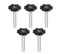 uxcell Clamping Screw Knob, 38mm Dia Plum Hex Shaped Grips Star Knob M8 x 50mm Male Thread, 5pcs