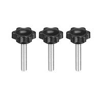 uxcell Clamping Screw Knob, Plum Hex Shaped Grips Star Knob M6 x 40mm Male Thread, 3 Pcs