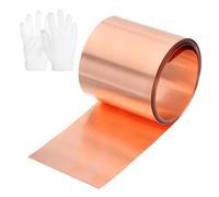 uxcell Copper Sheet Roll, 1000 x 60 x 0.15 mm 99.9% Pure Copper Strip with White Cotton Gloves, Copper Flashing Metal Foil Plate for Crafting, Electricity, DIY Project