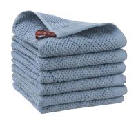 Uxcell Cotton Cleaning Cloth, 6 Pack Cleaning Rag Solid Kitchen Towels for Dish Drying Washing Lint Free Rags for Cleaning Blue 14" x 28"