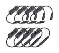 uxcell DC 12V Inline Rocker On/Off Switch with 5.5 x 2.1mm DC Jack Male to Female Power Cable for LED Strip Light CCTV Camera Black 8pcs