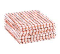 Uxcell Dish Cloths for Kitchen, Cotton Blend Dishcloths Pack of 6, Super Absorbent Checked Cleaning Cloths, 28 x 40 cm Soft Dish Rags for Washing Up & Wiping Surfaces Orange
