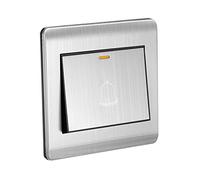 uxcell Doorbell Push Button Switch Wall Mounted Resettable Square Silver Tone AC 250V 16A Stainless Steel Panel 86mmx86mm