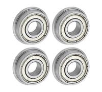 uxcell F696ZZ Flanged Ball Bearing 6x15x5mm Double Shielded Chrome Steel Flange Bearings, 4pcs