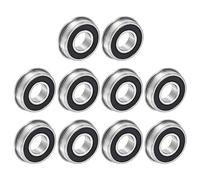 uxcell FR8-2RS Flanged Ball Bearing 1/2 x 1-1/8 x 5/16 inch Double Sealed Chrome Steel Flange Bearings, 10pcs