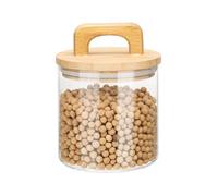 Uxcell Glass Food Storage Jars 24.64oz Glass Canisters with Bamboo Airtight Wooden Lids Food Storage Container for Coffee Tea Sugar Candy Cookie Rice Flour Pasta Nuts Clear