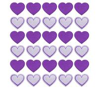 uxcell Heart Shaped Iron on Patches Embroidered Heart Patch Iron On Transfer Patches for Clothing Repair Backpack Shoes Decoration Purple 30PCS 1.57"x1.37"