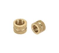 uxcell Knurled Insert Nuts, M6 x 6mm(L) x 8mm(OD) Female Thread Brass Assortment Kit, 20 Pcs