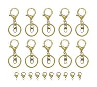 uxcell Lobster Claw Clasps Keychain, 10 Pcs Metal Lobster Claw Clasp Hook with Swivel Trigger Clip and Keychain Ring for DIY Craft Key Chain Accessories, Green Bronze