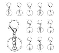 uxcell Lobster Claw Clasps Keychain, 12 Pcs Lobster Claw Clasp Hook with Flat Split Keychain Ring and Chain for DIY Craft Key Chain Accessories, White K