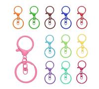 uxcell Lobster Claw Clasps Keychain, 12 Pcs Lobster Claw Clasp Hook with Swivel Trigger Clip and Flat Split Keychain Ring for DIY Craft Key Chain Accessories, Colorful