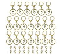 uxcell Lobster Claw Clasps Keychain, 20 Pcs Metal Lobster Claw Clasp Hook with Swivel Trigger Clip and Keychain Ring for DIY Craft Key Chain Accessories, Green Bronze
